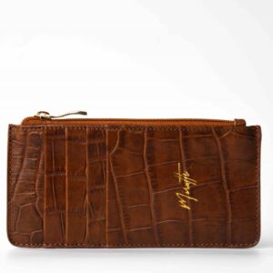 Croco chocolate zipped wallet